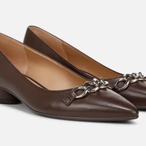 NATURALIZER Becca Leather Pointed Toe Pump Chocolate Bar Leather Brown Size 6M
